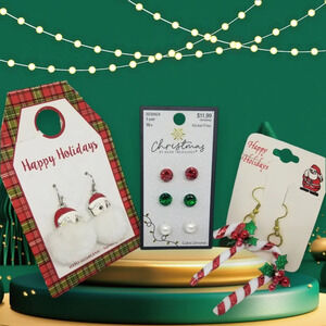 FESTIVE CHRISTMAS EARRINGS NEW IN PACKAGE TRIO BUNDLE